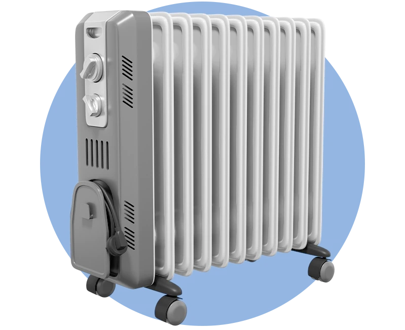 Radiateur électrique à bain d'huile sur roulettes, modèle colonne vertical blanc et gris